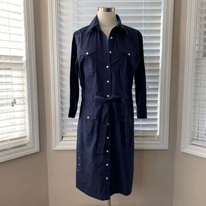 BROOKS BROTHERS NAVY BLUE SHIRT DRESS Size 12